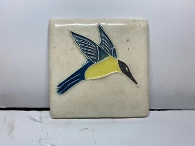 Vintage Ceramic Porcelain Kiln Fired Floral 4” Tile - Image 1 of 4