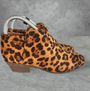 Bella Marie Women's Side Zip Stacked Block Heel Ankle Boots Leopard Size 7 - Picture 1 of 6