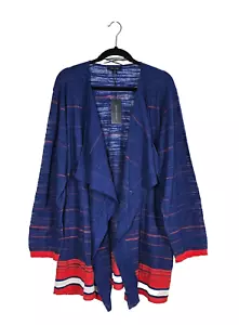 NWT TOMMY HILFIGER Women's 3X Plus Blue Red White Sail Away Open Front Cardigan - Picture 1 of 10