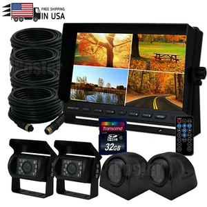 9" Quad DVR Split Screen Monitor AHD 4PIN Backup 1080p Camera for Truck Caravan - Picture 1 of 12