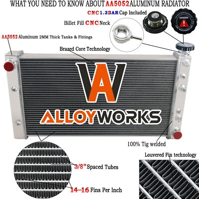 4 Row Radiator for 1982-1994 Chevy S10 Blazer/GMC S15 Jimmy V8 CONVERSION — 第 1/4 张图片