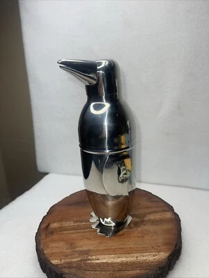 Art Deco Style Stainless Steel Silver Penguin Cocktail Shaker 8.5” Tall - Image 1 of 4