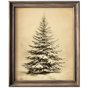 Vintage Christmas Tree Wall Decor, Christmas Decoration, Forest Wall Art Decor.. - Picture 1 of 5