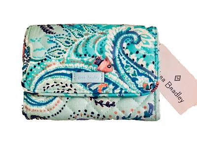 Vera Bradley ~ "Paisley Wave" ~ Cartera Compacta Riley RFID ~ NUEVA CON ETIQUETAS Foto 1 de 4