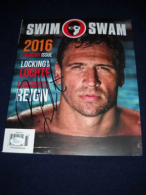 Ryan Lochte Autographed Swim Swam Magazine Swimming Olympics/ JSA - Image 1 of 2