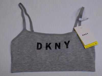 DKNY Bra M Donna Karan Seamless Grey White Womens Scoop Bralette Pullover Medium - Image 1 of 4