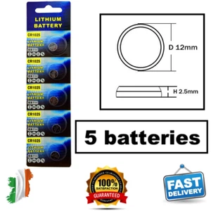 5pcs CR1025 3V Lithium Coin Button Cell Battery DL1025, ECR1025 - Picture 1 of 5