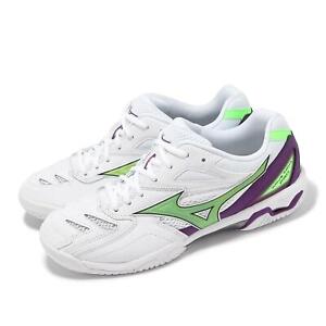 Chaussures de sport badminton homme Mizuno Wave Fang Pro blanc vert violet 71GA2100-00