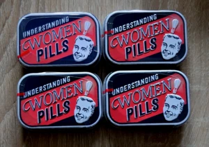 4 x Nostalgic Art Pillendosen, WOMEN PILLS Nr. 1, gefüllt mit Pfefferminzbonbons - Picture 1 of 1