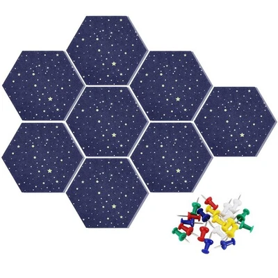 Felt Hexagon Bulletin Board with 20 Push Pins, Pack of 8 Notice Boards for Ho... - Image 1 of 4