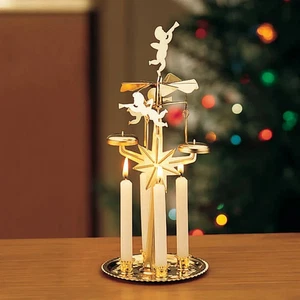 Carillón De Navidad Suizo De Latón Con Ángel Abra A La Antigua Con Velas - Picture 1 of 3