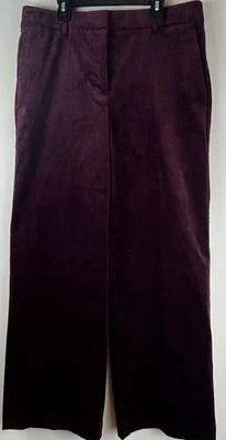 Ann Taylor The Perfect Wide Leg Corduroy Pants Size 10 Burgundy Maroon Color - Image 1 of 4