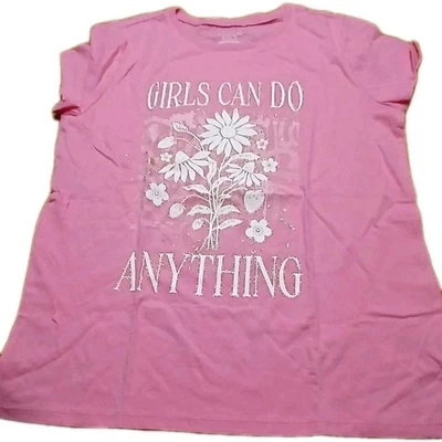 Camiseta Gráfica Niñas Can Do Anything Top Flor Rosa Niños Lugar XL Foto 1 de 4