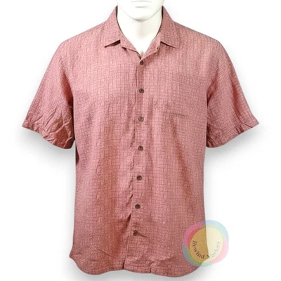 LL Bean Camp Shirt Mens XXL Red Gold Geometric Tribal Short Sleeve Cotton - Image 1 of 4