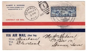 C7 Map 10c Airmail 1926 FDC Flown CAM 6E2 - Gorham Dearborn MI - Cleveland - Picture 1 of 2