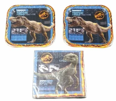 Conjunto de guardanapos Jurassic World suprimentos para festa pratos de bolo de aniversário dinossauro novo - Imagem 1 de 4