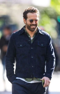 CELEBRITY New Men's Navy Blue Suede Jacket 100% Soft Lambskin Moto Biker Jacket - Picture 1 of 5