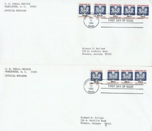 O127-O133 + O135 EAGLE OFFICIALS - Set of 7 on 5 covers - 1c to $5 - Bild 1 von 3