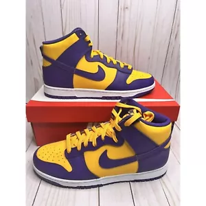 Nike Dunk High Retro Lakers Mens Size 10.5 DD1399 500 Court Purple Gold - Picture 1 of 12