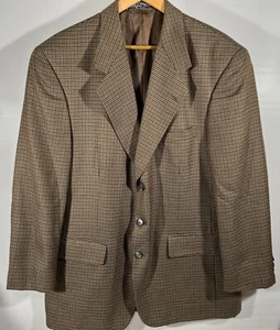 Vtg Stafford Options 42R Wool Houndstooth 3 Button Wool Blend Sport Coat Blazer - Picture 1 of 12