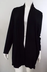 Eileen Fisher Black Viscose Long Sleeve Open Lightweight Cardigan XL Extra Large - Picture 1 of 17
