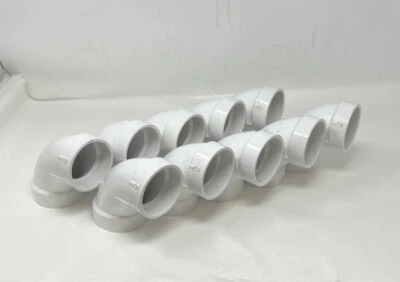 Lot of 10 NIBCO 4807-LT Series PVC DWV Pipe Fitting, 90 Degree Elbow, 2" Hub - Image 1 of 3