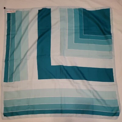 Gina Ruccini Italy 30" square turquoise blues geometric motif scarf kerchief Foto 1 de 4