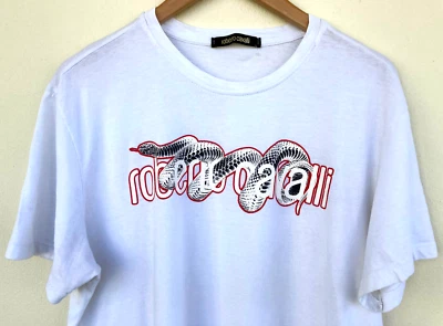 Camiseta ajustada Roberto Cavalli para hombre talla M blanca gráfica cuello redondo manga corta Foto 1 de 4