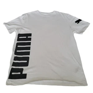 Puma TShirt Adult Medium White Black Logo Spell Out Lightweight Athletic Casual - Picture 1 of 9