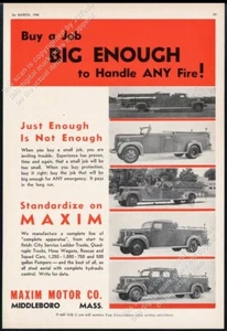 Camión de bomberos Maxim 1948 5 modelos foto anuncio impreso vintage - Imagen 1 de 7
