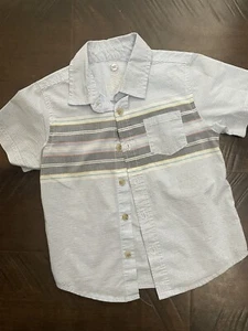 boys wonder nation button down shirt Sz 4T short sleeve very gently used striped - Picture 1 of 3