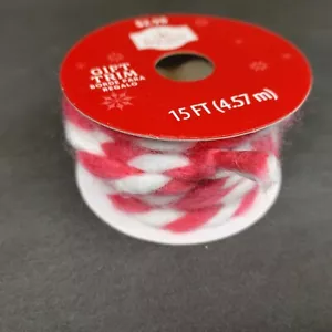 Holiday Time Gift Trim Red White Twisted Yarn 15ft - Picture 1 of 5