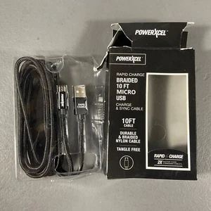 PowerXcel Rapid Charge Durable Braided 10 Ft. Micro USB Charge & Sync Cable - Picture 1 of 24