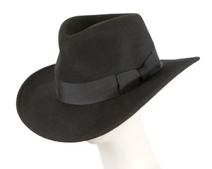 Black Australian Wool Wide Brim Fedora Trilby Hat -- 100% Aussie Seller - Bild 1 von 7