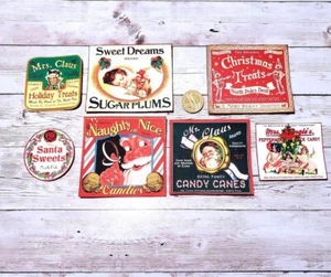 7-Christmas-Vintage-Candy-Fussy Cut-Ephemera-Linen Cardstock-Labels-Stickers - Picture 1 of 1
