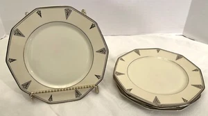 Set of 4 Community China DEAUVILLE Bavaria Art Deco Salad Plates Platinum - Picture 1 of 5