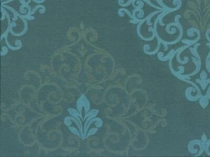 Vermillionaire Ocean Damask Faux Silk 100% Polyester Fabric - Picture 1 of 1