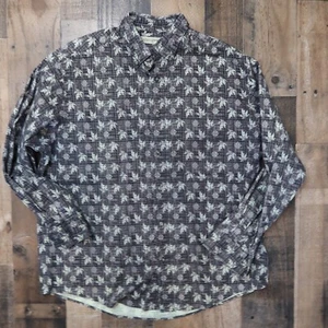 Munsingwear Mens Large Maple Leaf Crosshatch Print Long Sleeve Button Up - Picture 1 of 4