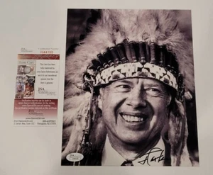 Raro JIMMY CARTER TOCADO INDIO Fotografía Firmada 8X10 - 39o Presidente-JSA - Imagen 1 de 6