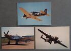 3 USAAF Cards: North American B25J Mitchell & P51D Mustang & Grumman F6F Hellcat