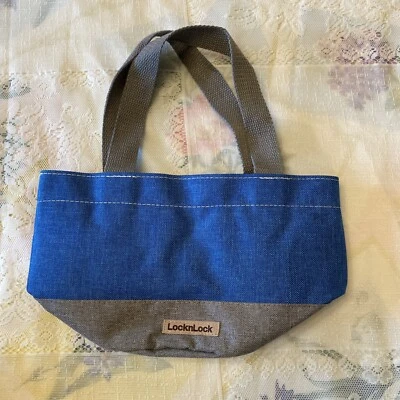 NEW LocknLock Blue and Gray Insulated Mini Tote Lunch Bag - Image 1 of 4