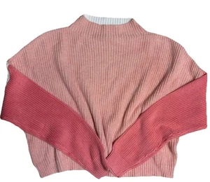 LE LIS maglione donna rosa ritagliato oversize maglia costine bianco finto collo Xs/sm - Foto 1 di 6