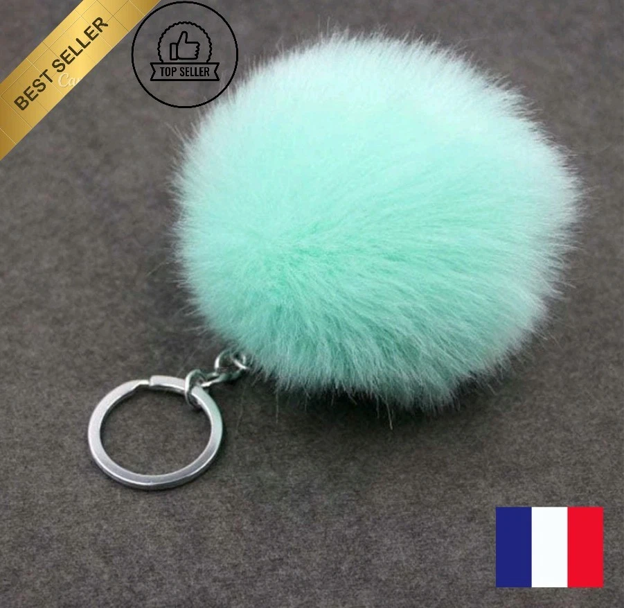 Porte Clé Bijoux Sac Pompon Doux Fourrure Femme Mode Idée Cadeau Voiture Fille - Photo 1/1
