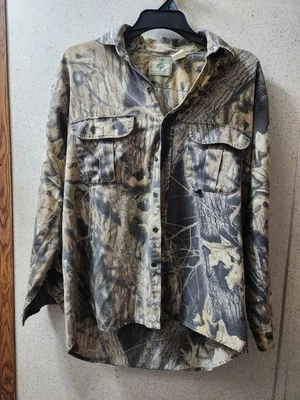 Vintage Mossy Oak Camo ButtonUp Shirt Hunting Large Longsleeve Made In USA Clean - Image 1 of 4