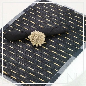 Juego de 6 manteles y servilletas de caña de bambú natural negro decoración mesa de comedor rústica - Imagen 1 de 6