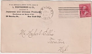 1893 New York NY Corner advt Wertheimber & Co Prodotti cinesi giapponesi (J163) - Foto 1 di 2