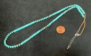 Ethnic genuine turquoise heishi / seed bead necklace/20-22"(t293c-w0.5) - Picture 1 of 2