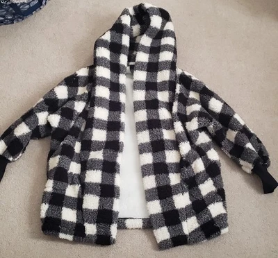 G.I.L.I - Sudadera con capucha Sherpa blanca y negra de gran tamaño The Lounger - Talla XXXS/XXS Foto 1 de 4