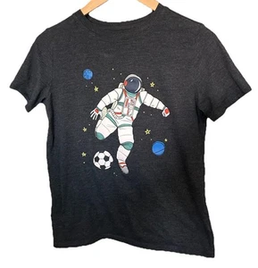 Soccer Astronaut Boys L (12-14) Gray Graphic Short Sleeve T-Shirt Cat & Jack 282 - Picture 1 of 8