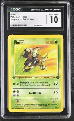 CGC 10 GEM MINT Pinsir 1999 Jungle 1st Edition 25/64 Pokemon Card - Image 1 of 2